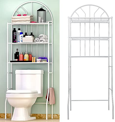 MINGYI Scaffale da bagno 3 ripiani, Portaoggetti Bagno, Armadietto di stoccaggio sopra il WC o la lavatrice con 3 ripiani, Mobili per WC (bianco, 65×34×178 cm)