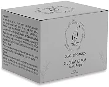joke Saroj Organics All Clear Cream, 50gm, for Acne, pimples, Acne Scars, Open pores, Anti Acne and Blemishes - for Men and Women