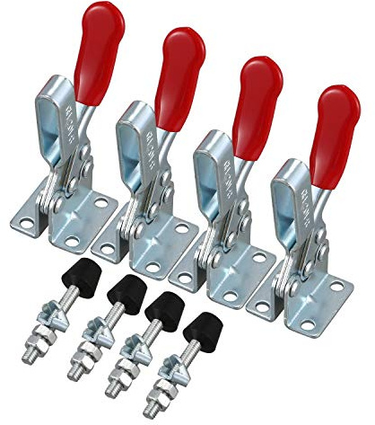 PEKKA Mano Morsetto a Leva 201B Morsetto Orizzontale Rosso Antiscivolo 201-B Rapid 4 Pezzi