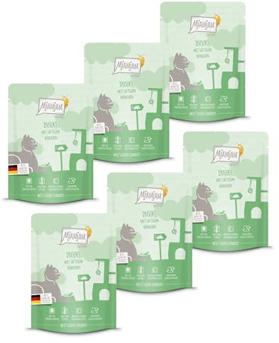 MjAMjAM - Premium Nassfutter für Katzen - Quetschie Insekt mit saftigem Hühnchen 300g, 6er Pack (6 x 300g), naturbelassen mit extra viel Fleisch