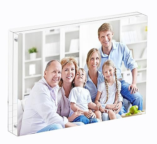 Cadre photo magnétique en acrylique transparent, supports magnétiques autoportants pour photos, panneaux d'affichage double face sans cadre