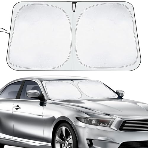 KEELYY Sonnenschutz Auto Frontscheibe, 145X80cm Auto Windschutzscheibe Sonnenschirm, Auto Windschutzscheibe Abdeckung Innen, Frontscheibenabdeckung Faltbare Windschutzscheibe Sonnenblende für Sommer