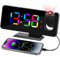 ROTRES Despertador Proyector Techo 180°, Reloj Despertador Digital LED 7.4,11 Colores RGB Cambiantes LED Espejo Reloj,Alarma Dual Confunción de Repetición y Atenuación,4-Ajuste del BrilloPuerto USB