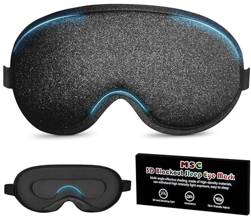 MSC 100% Blackout Sleep Mask for Women & Men - Zero Pressure Sleeping Eye Mask with Skin Friendly Fabric & Ergonomic 3D Design for Comfort, Ultra-Soft Eyemask for Travel, Shift Work, & Home