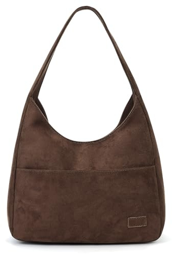 GSenhui Wildleder Tasche Damen Uni Tasche Tote Bag Handtasche Schule Tragetasche Hobo Bag Damen Umhängetasch Ledertasche Beuteltasche Braun