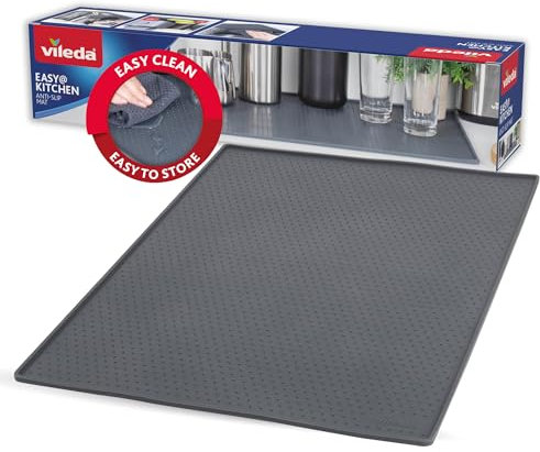 Vileda Tapis de cuisine en silicone 40 x 60 cm - Tapis antidérapant de qualité alimentaire pour la cuisine - Résistant à la chaleur et antidérapant - Idéal pour plan de travail, table, tiroir et