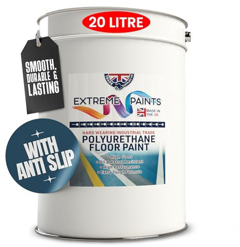 TRADE SUPPLIES UK - Extreme Polyurethane Anti-Slip Floor Paint - Non-Slip Floor Coating for Concrete & Wooden Surfaces - MID GREY, 20L