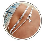 DORANA Anklets for Women Silver Waterproof Initial Anklets with Letter Heart Charm Women Adjustable Ankle Chains Gift for Her Initial Foot Jewelry,A