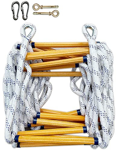 Scala antincendio da 20 m - Scala di evacuazione di Emergenza ignifuga per la Sicurezza Domestica, Scala di Corda a sgancio rapido per la Sicurezza antincendio, Ideale per l'uso in casa e in