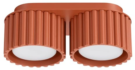 SOLLUX lighting Taklampa – Taklampa i aluminium, 2 lågor | LED-lampa | Aura Ocre Red