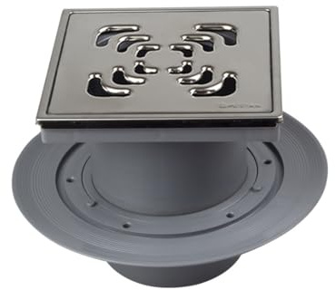 MD Technic – Confluo Bodenablauf Punktablauf 15x15 cm Edelstahlrost – DN 50 und DN 110 Anschluss Vertikal/Senkrecht wählbare Abdeckungen u. Ablaufgarnitur (Sqaure)
