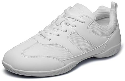 Asyusyu Cheer Shoes White Lightweight Cheerleading Shoes Split Sole Dance Trainers for Women Flyers Girls-4 UK