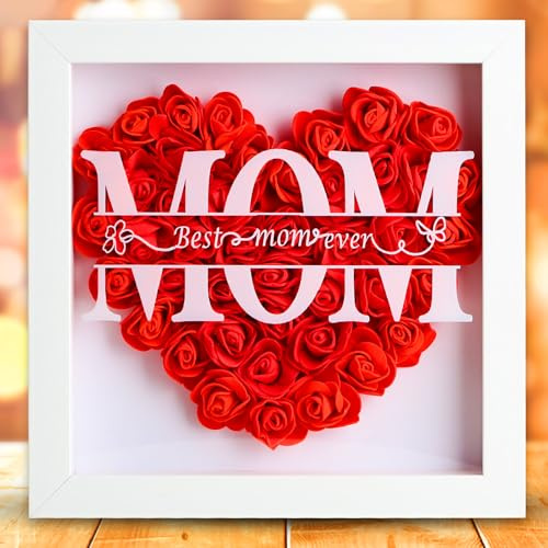 Mum Rose Flower Shadow Box Frame 23X23cm Picture Frame Gifts for Mum Anniversary Mother's Day Birthday
