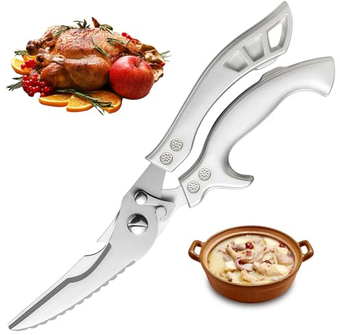 Zuuyye - Forbici da Pollame da Cucina, Forbici da Osso in Acciaio Inox Affilate per Carne, Pesce, Forbici da Pizza con Blocco di Sicurezza