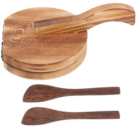 Herramienta Marrón Dumplings de Madera Prensar Masa | Ajuste de Grosor, Operación Simple y Ahorro, para Cocina y Hogar, Incluye Dos Cuchillos Redondos