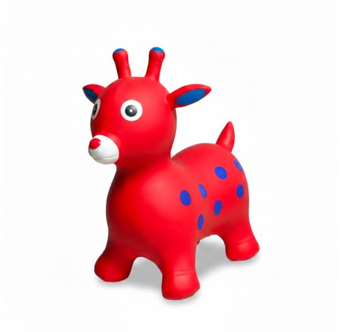 Baroni Toys Animal sauteur gonflable pour enfants, girafe, jeu à chevaler, pour développer l'équilibre et la coordination, facile à gonfler et à nettoyer, 30 x 72 x 46 cm