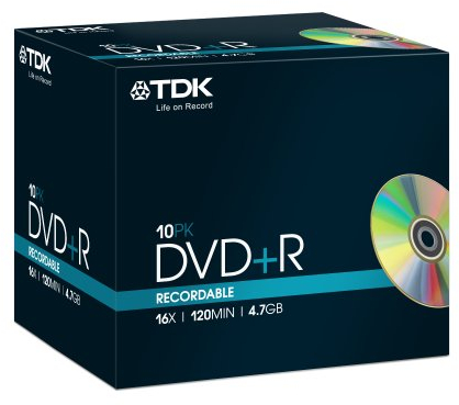 TDK T19389 4.7GB 16x DVD+R - Jewel Cased 10 Pack