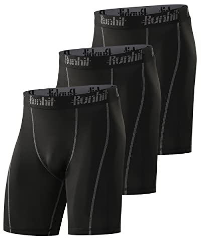 Runhit 3er Pack Herren Kompressionsshorts - Base Layer Sport Unterhosen Funktionsunterwäsche Tight Kompressionshose Kurz Laufunterwäsche Radlerhose 2XL