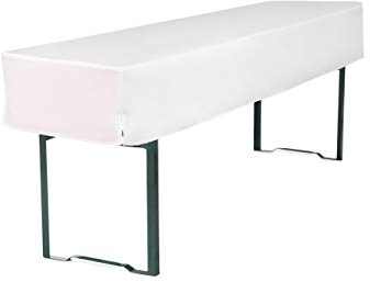 TexDeko Biertischhusse Tischdecke 3/8 Länge für Bierzelttisch Premium blickdicht waschbar 220x50x30cm (Weiß)