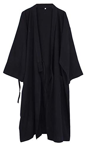 Camisón japonés para Hombre, Pijama de algodón, Pijama, camisón [Negro, Talla XL]
