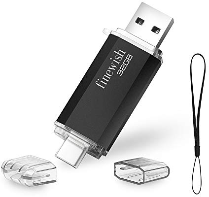 Type C USB Stick 32gb, 2 in 1 OTG USB C Speicherstick 32gb Tragbar USB 2.0 Flash Drive 32 GB Für MacBook Pro, Android Handy, Pad, Laptop UND Computer (Schwarz)