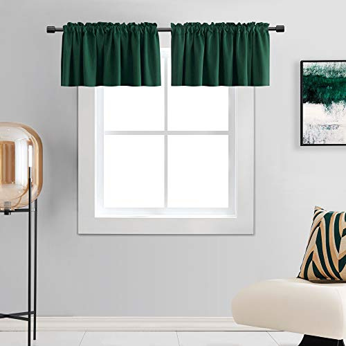 DONREN Christmas Green Blackout Window Valances for Holiday Decoration,Living Room/Loft/Kitchen with Rod Pocket Top (42 x 18 Inch Length,2 Panels)