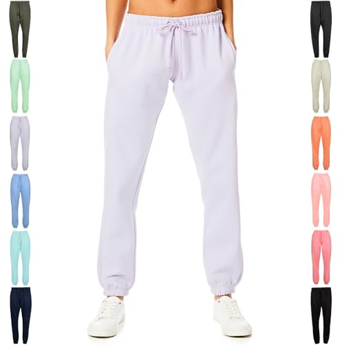 Light & Shade Jogging Femme Fleece – Pantalon Sweat avec Cordon, Coupe Ajustée Tapered et Poches, Jogger Confortable pour Gym Sport et Loungewear (Lavande, M)