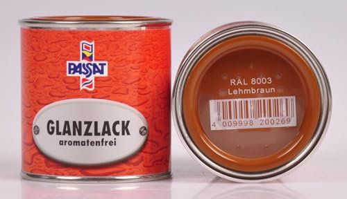 Meffert AG Passat Lack 250ml versch. RAL matt glänzend Holzfarbe Metallschutz Grundierung, Farbton:Lehm braun glänzend RAL 8003