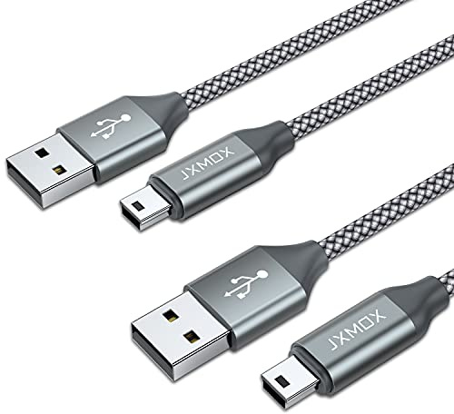 JXMOX Mini USB Cable, (3.3ft 2 Pack) USB 2.0 Type A Male to Mini B Charging Cord Compatible with Hero 3+, PS3 Controller, Digital Camera, Dash Cam, MP3 Player, Garmin Nuvi GPS, GPS Receiver