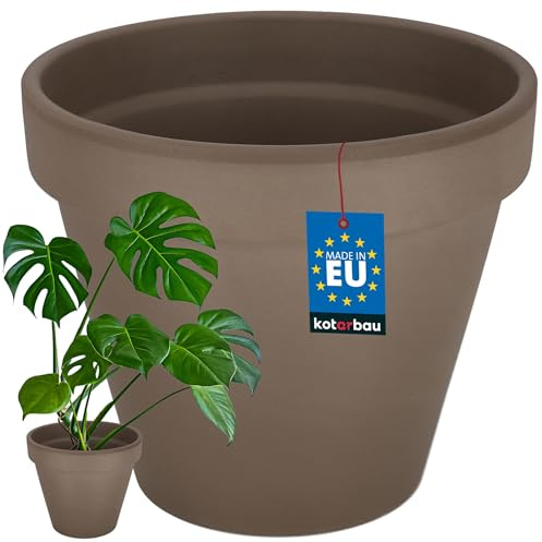 Kotarbau® Vaso in terracotta con bordo 31 cm, per interni ed esterni, vaso per piante, per balcone o giardino, ceramica non smaltata, rustica, beige