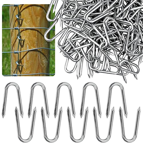 100 PCS Clou en U pour Grillage, 25mm Clou en U Petit, Crampons en Acier Galvanisé, Agrafes de Clôture pour Fixer les Clôtures