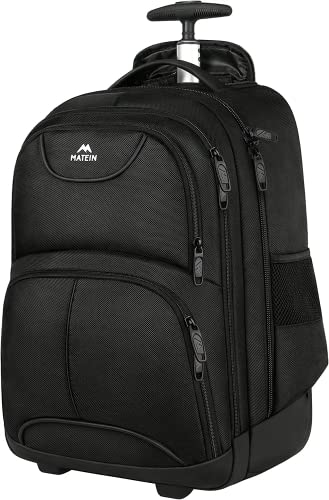 MATEIN Reisetasche mit Rollen, großer Rucksack mit Rollen, Laptop-Rucksack, Damen, 45,7 cm (18 Zoll), Trolley-Koffer für Laptop, Pilotenkoffer für Herren, Freizeit, Business, Schwarz
