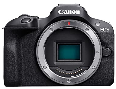 Canon EOS R100 Mirrorless Camera, RF Mount, 24.1 MP, DIGIC 8 Image Processor, Continuous Shooting, Eye Detection AF, Full HD Video, 4K, Small, Lightweight, Wi-Fi, Bluetooth, Content Creation