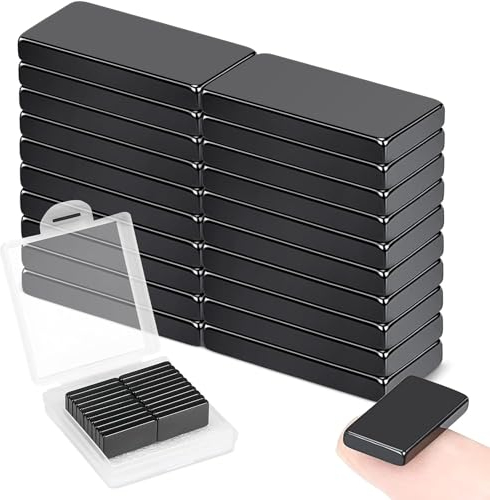 Wukong Magneti al neodimio, 20 x 10 x 3 mm, neri magneti quadrati potenti 20 pezzi rettangolo mattone per lavagna, frigorifero, artigianato, lavagna magnetica e fai da te