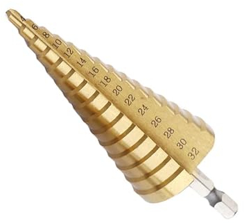 Shallho 1/4 vástago hexagonal 4-32mm titanio recubierto espiral acanalado paso taladro HSS paso broca para plástico madera metal multi-agujero cónico taladro