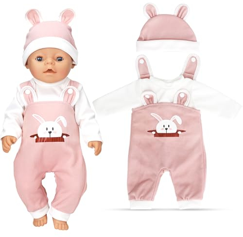 Ezydka Kleidung Outfits für Baby Puppen 35-43 cm Puppenkleidung Kleidung Bekleidung Outfits Puppenzubehör Geschenke für Mädchen Jungen, 3 Farben (Pink und Weiß)