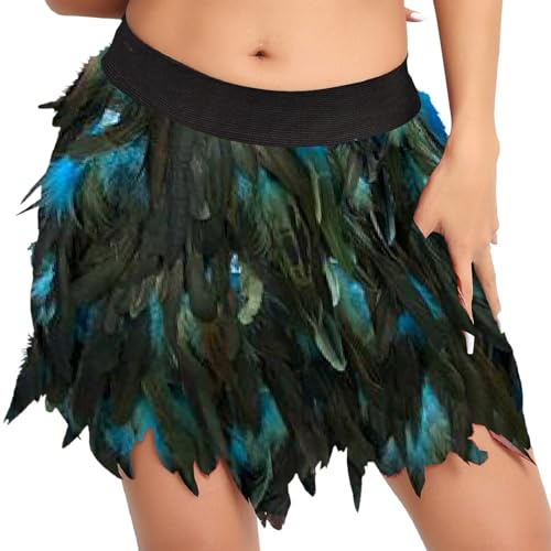 Vestido de fiesta para mujer de tul, falda de pavo real, disfraz delgado con plumas, falda negra para mujer, falda de pluma, ropa de ballet para niñas a la moda, disfraz de carnaval, Azul cielo., XXL