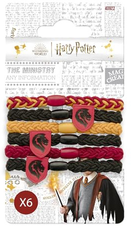 Harry Potter – Juego de 4 gomas para el cabello – Accesorio oficial de la Escuela de Hogwarts – Maison Gryffindor