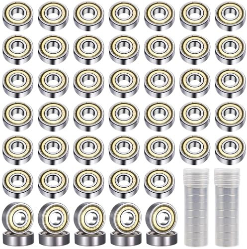 XSHAO® 50 Stück Kugellager 8x22x7 mm, 608ZZ Kugellager Metall Double Shielded Miniatur Rillenkugellager für Skateboards Roller Inline Skates