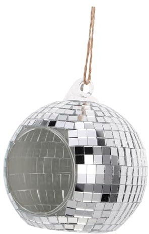 Garneck Lampada a Candelabro Portacandele Tealight in Sospeso Palla Da Discoteca Piccola Portacandele Da Parete Supporto Per Da Parete Portacandele Bicchiere Silver