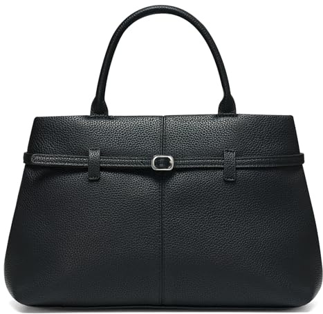 CHUNLI Satchel Purses for Women, Medium Crossbody Handbag with Detachable Shoulder Straps, Ladies Vegan Leather Top Handle Work Bags, Black