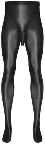 iiniim Pantalon De Compression Homme Pantyhose Legging Collant Fitness Gym Yoga Sport Collant Brillant Elastique Noir L