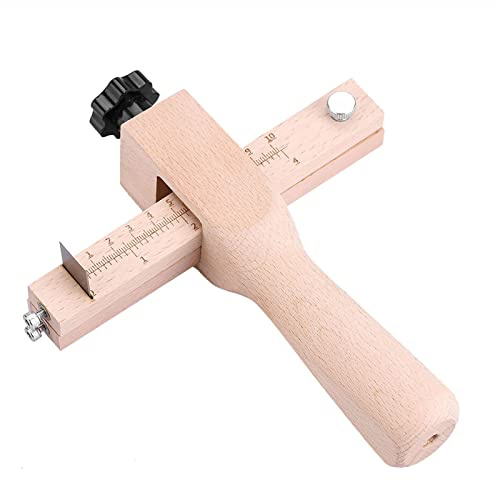 Cortador de correa de cuero, tira de cuero ajustable y cortador de correa con 3 cuchillas de madera.