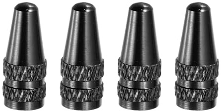 PATIKIL Bicycle Tire Valve Stem Caps, 4 Pack Anodized Aluminum French Style Universal Bicycle Tire Caps for Mountain Bikes Road Bikes, Black