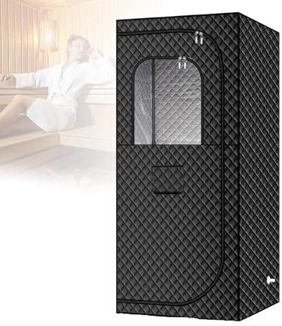 Avslappnande ångbastu, Bärbar ångbastu För Hemmet 1200w, 2l ånggenerator, Helkropps Bastutält, Stol Inkluderad, Snabbvärmande Bastu, Bastu Med Timer(90cm(35.4in))