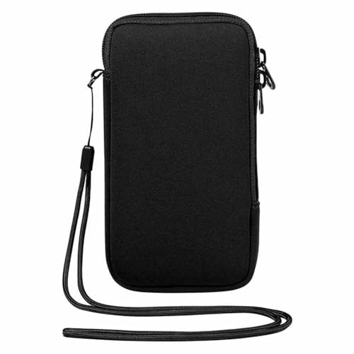 WUMZIRA Estuche de Neopreno para Móvil, Bolsa Universal para Smartphone hasta 6.7 Pulgadas, Funda Protectora Impermeable con Cremallera, Porta Móvil Ligero para Deporte y Viajes, 18x11x1.8cm, Negro