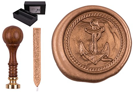 Siegelstempel Set Sigillum Gravur Symbol Anker, incl. 1 Stange Siegelwachs