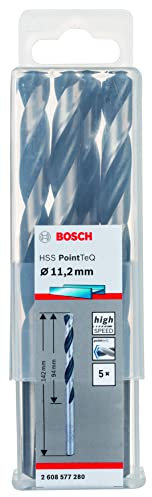 Bosch Professional 5-Piece PointTeQ HSS Twist Drill Bit (for Metal, 11.2 x 94 x 142 mm, Drill Driver Accessories)