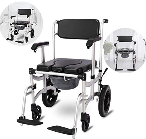 GY-1 4 In 1 Fahrbarer Toilettenstuhl/Duschstuhl/Nachtfahrbarer Toilettenstuhl/Bremsen Und FußStüTzen (TragfäHigkeit 300 Kg)