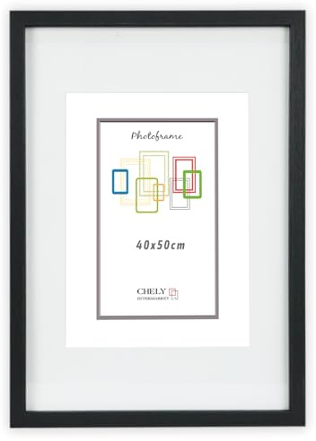 CHELY INTERMARKET MOD351 Marco Fotos Madera Moderno 40x50cm Con Paspartú Interno 30x40cm Estilo Decorativo Elegante Cuadro Decoración Vertical Pared Regalo Hogar Oficina Color Negro 1 Unidad